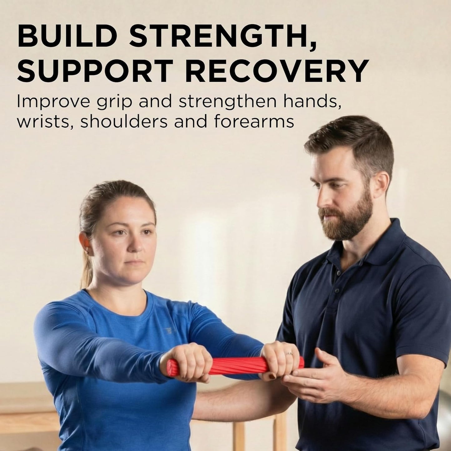 Flexbar Resistance Bar, Light, Red Flex Therapy Bar for Physical Therapy, Wrist & Forearm Exercise Equipment, Non Slip Grip, Compact Design