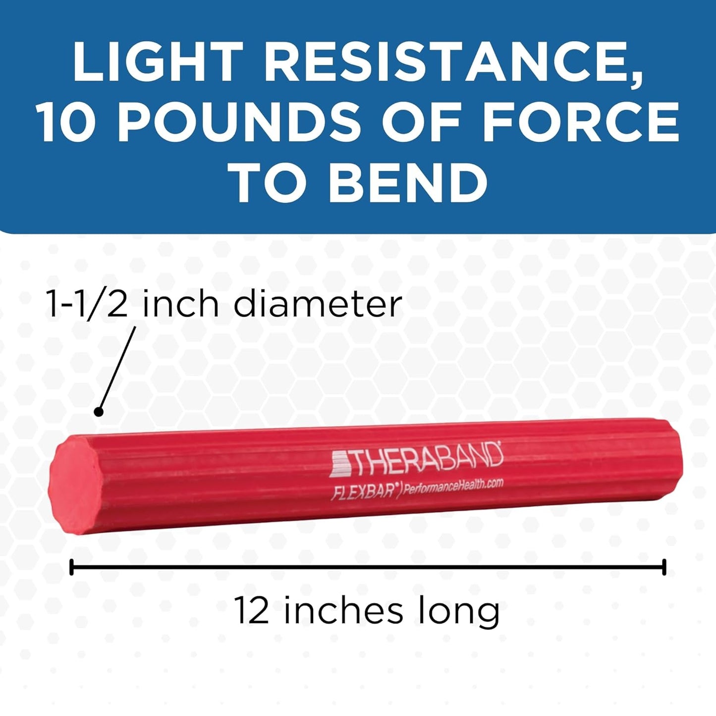 Flexbar Resistance Bar, Light, Red Flex Therapy Bar for Physical Therapy, Wrist & Forearm Exercise Equipment, Non Slip Grip, Compact Design