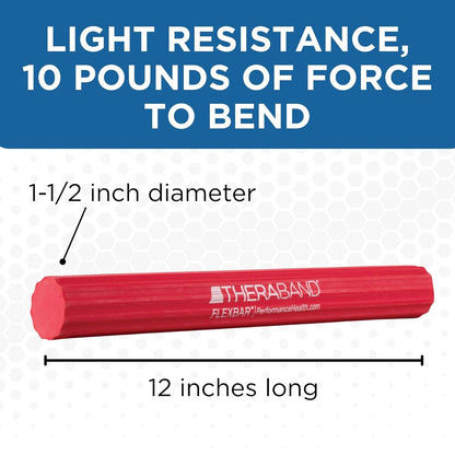 Flexbar Resistance Bar, Light, Red Flex Therapy Bar for Physical Therapy, Wrist & Forearm Exercise Equipment, Non Slip Grip, Compact Design