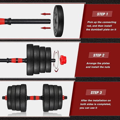 Adjustable Dumbbells Weight Sets, 22/110 LBS Dumbbell Barbell Set, 3-In-1 Home Gym Equipment Bodybuilding Fitness Gear Lifting Strength Training (Barbell 22LB or 11 LB Pair)