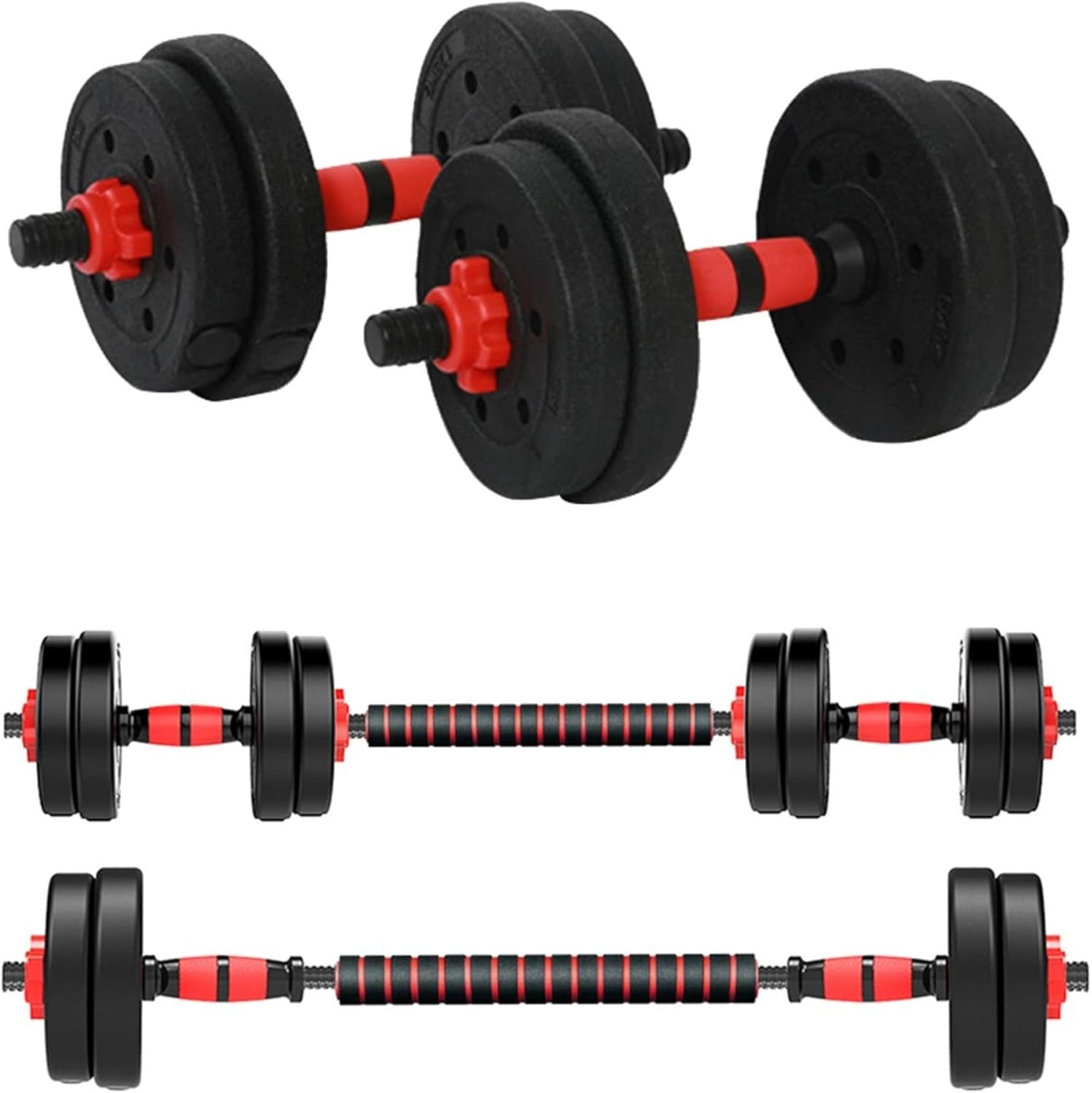 Adjustable Dumbbells Weight Sets, 22/110 LBS Dumbbell Barbell Set, 3-In-1 Home Gym Equipment Bodybuilding Fitness Gear Lifting Strength Training (Barbell 22LB or 11 LB Pair)