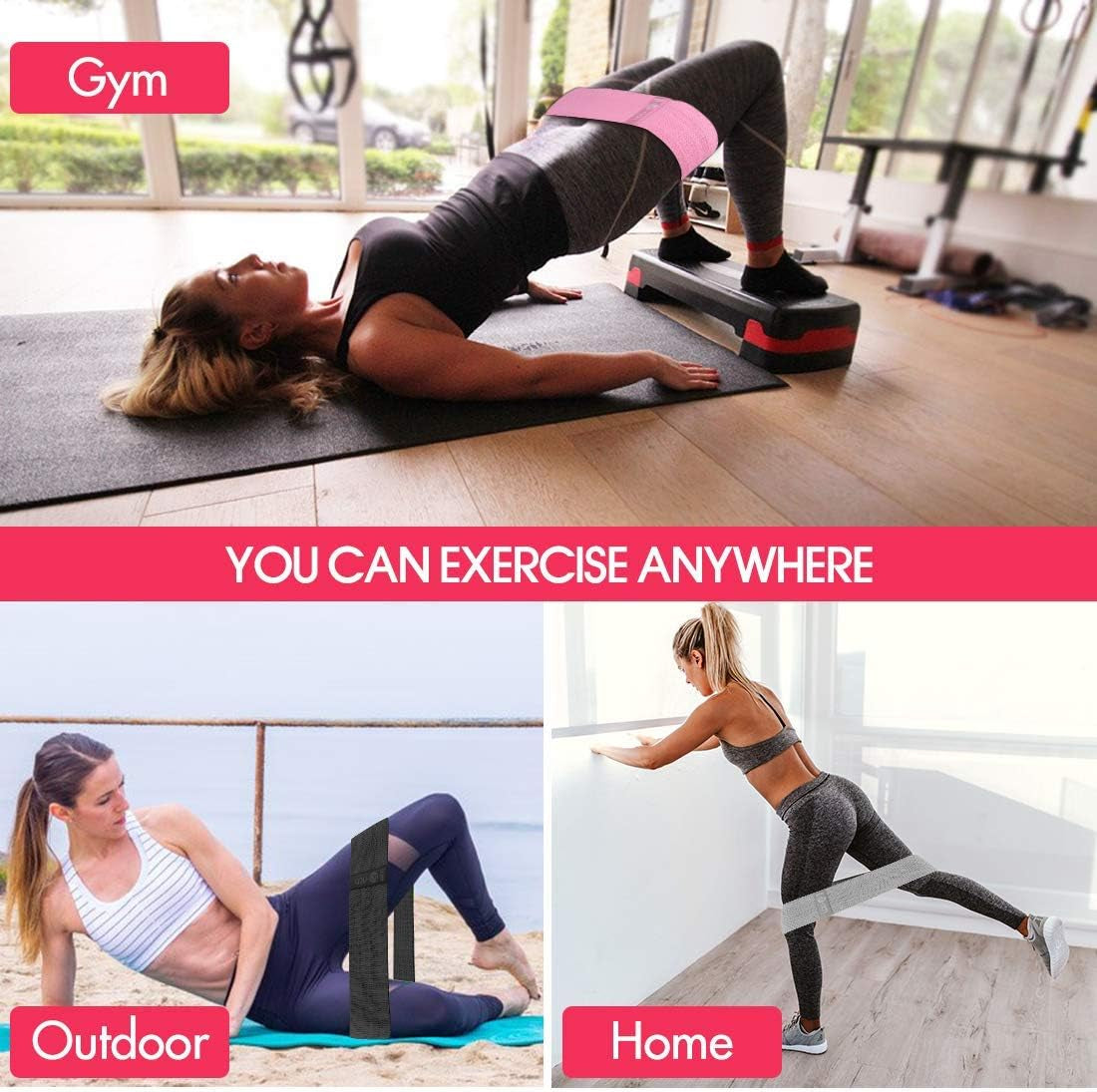 Fabric Resistance Loop Exercise Bands, Cloth Booty Training Bands, Non-Slip/Thick Wide Fitness Elastic Circle Band for Legs and Butt/Squat/Glute/Hip/Thigh, Gym Workout Band for Women/Men