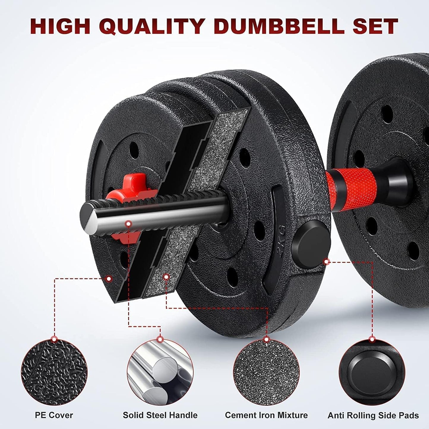 Adjustable Dumbbells Weight Sets, 22/110 LBS Dumbbell Barbell Set, 3-In-1 Home Gym Equipment Bodybuilding Fitness Gear Lifting Strength Training (Barbell 22LB or 11 LB Pair)